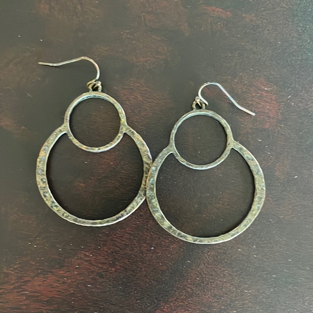 Premier brushed metal drop earrings